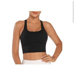 Women's Black Racerback Crop Sports Bra - Unbranded